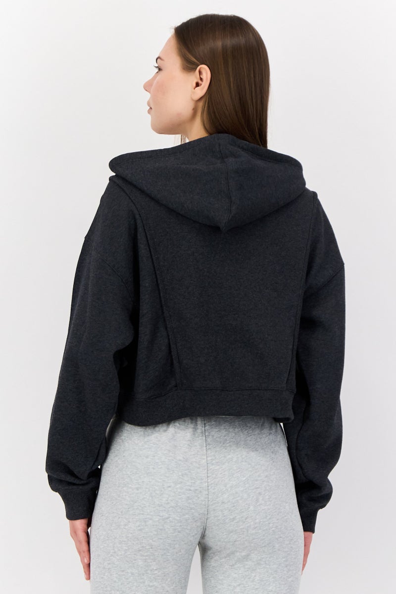 Nike Women Loose Fit Heather Long Sleeve Training Hoodie, Black - Image 3